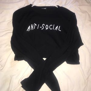 Antisocial Long Sleeve Crop Top